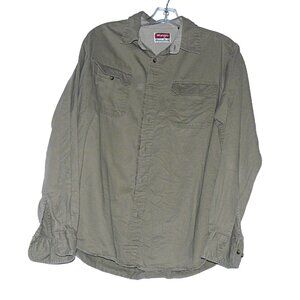 Wrangler Khaki Color Button Down Shirt.  Size Medium